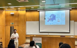 Youssef Sleiman (Université de Bordeaux, I2M Laboratory) presenting NATURSEA-PV research on geopolymer UHPC durability at the 7th fib Congress in Lisbon, June 2026
